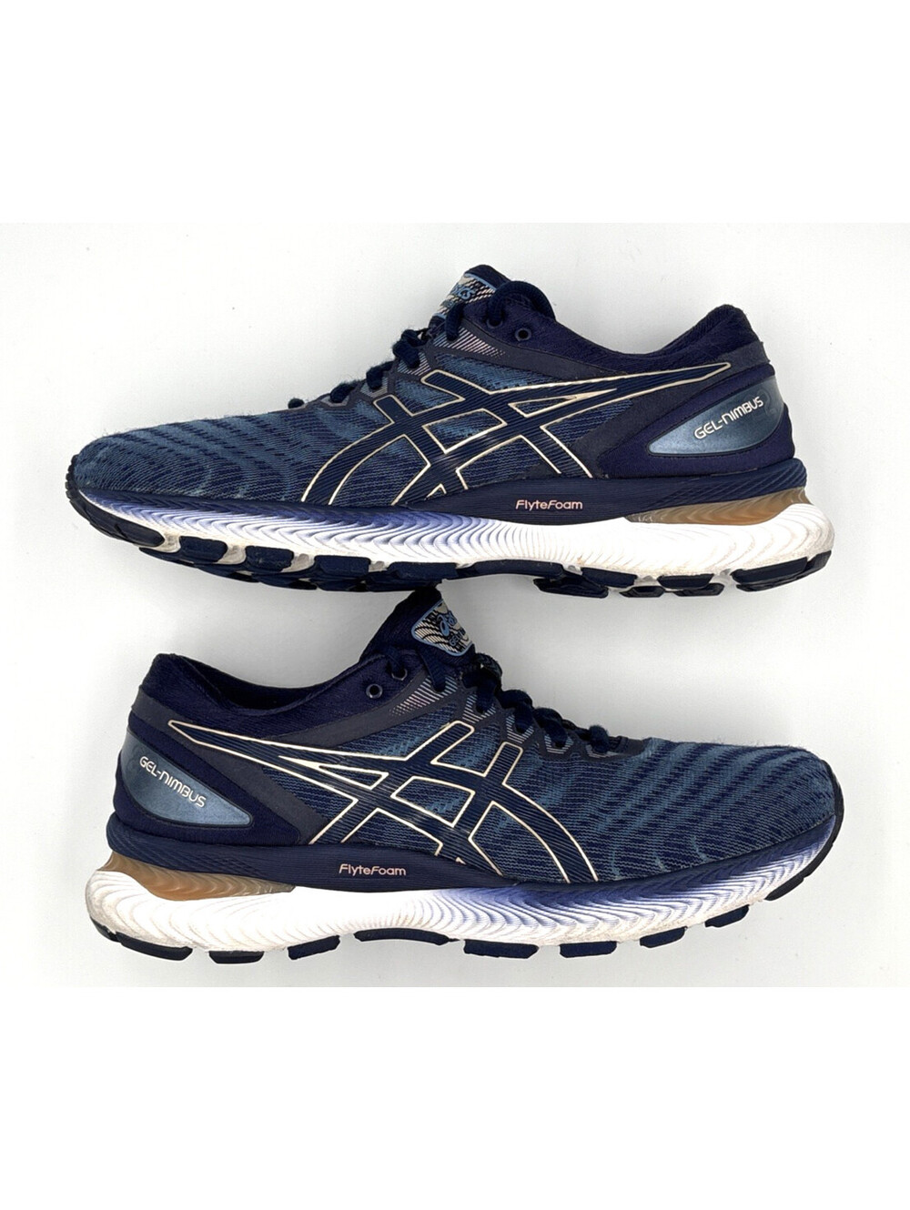 ASICS GEL-Nimbus 22 Blue Gold Running Shoes Women's 8.5